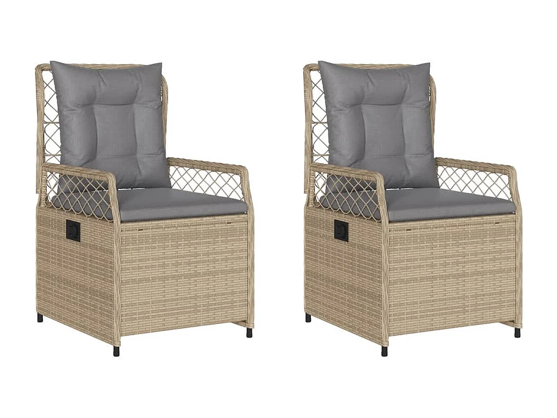 Tuinstoelen 2 st verstelbaar poly rattan beige