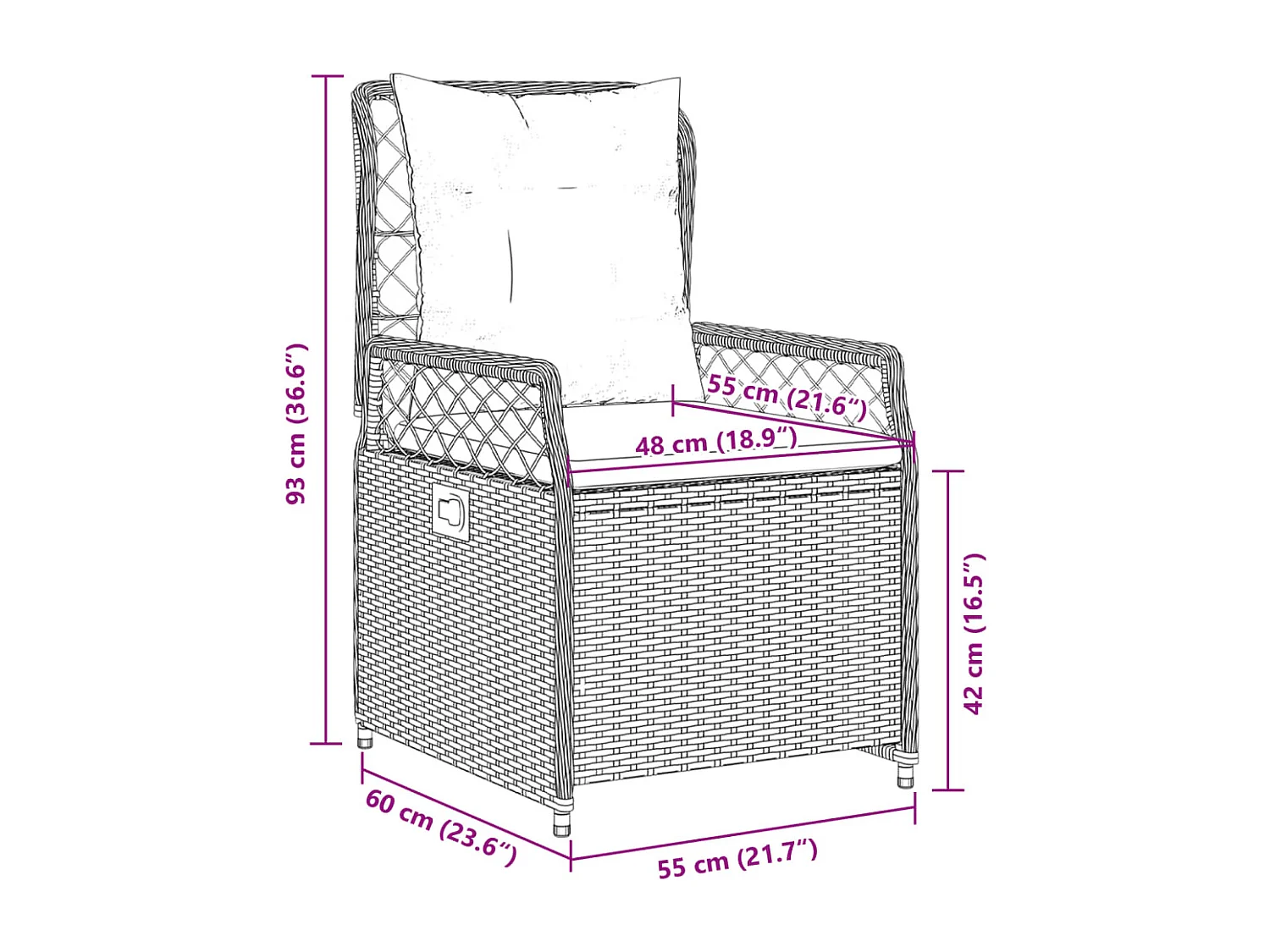 Tuinstoelen 2 st verstelbaar poly rattan beige