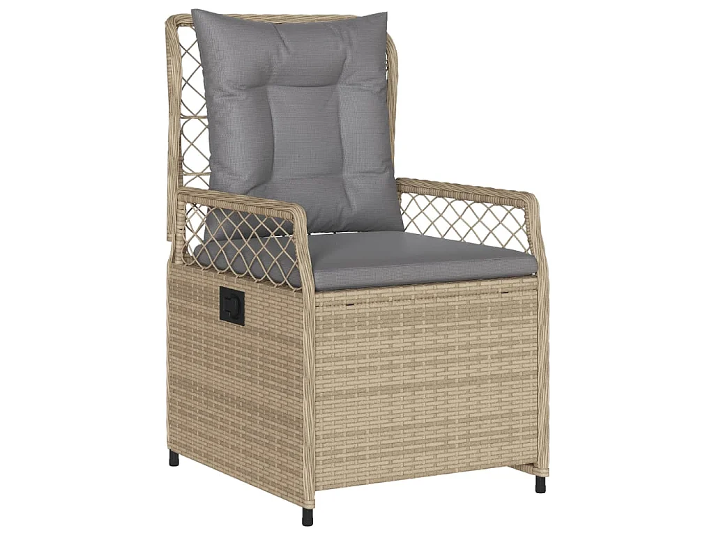 Sillones reclinables de jardín 2 uds ratán sintético beige
