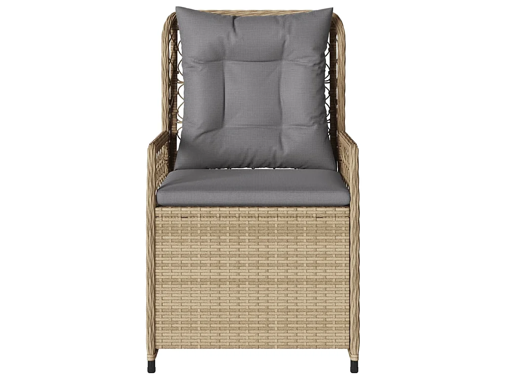 Sillones reclinables de jardín 2 uds ratán sintético beige