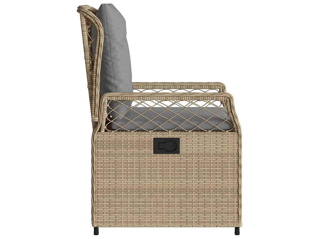 Sillones reclinables de jardín 2 uds ratán sintético beige