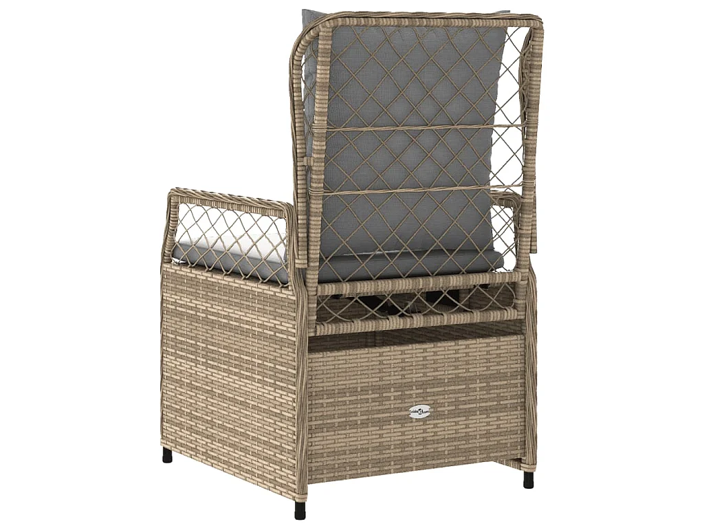 Sillones reclinables de jardín 2 uds ratán sintético beige