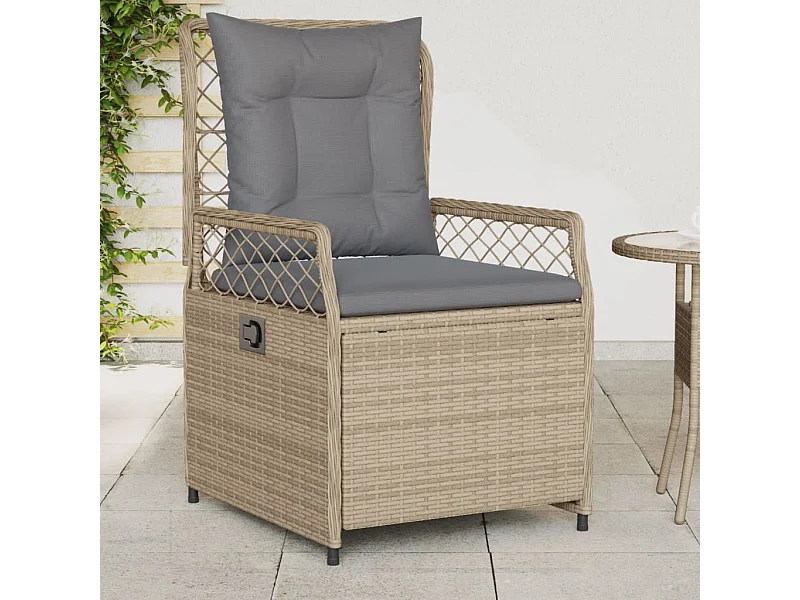 Cadeiras jardim reclináveis 2 pcs vime PE bege