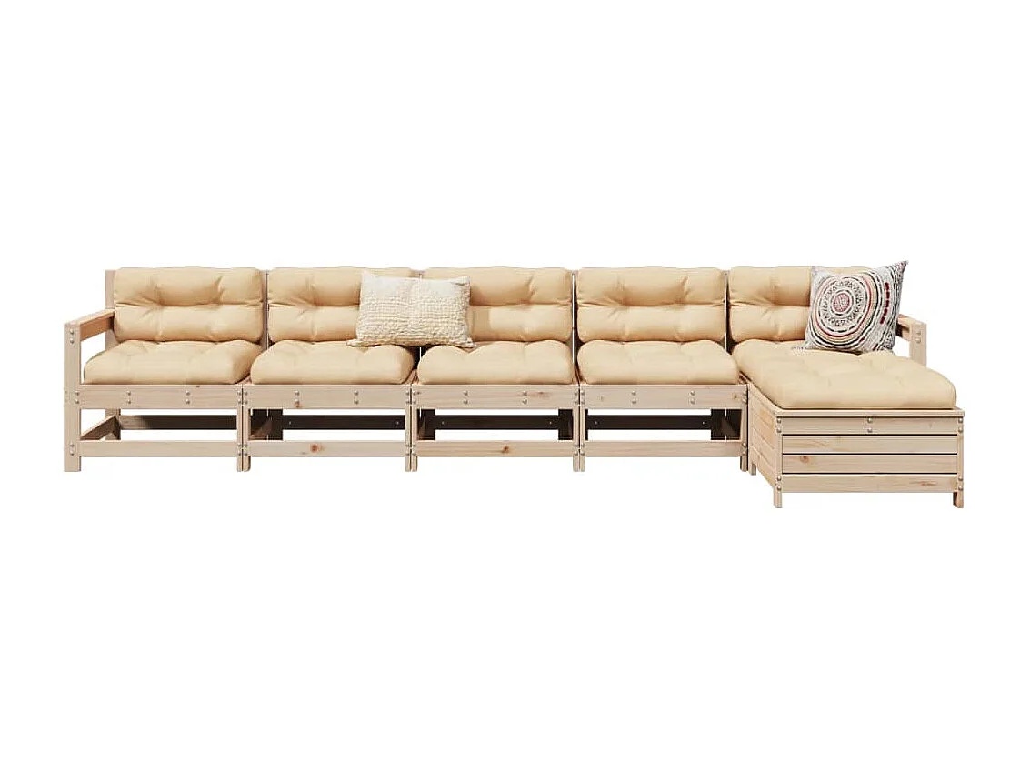 6-delige Loungeset massief grenenhout