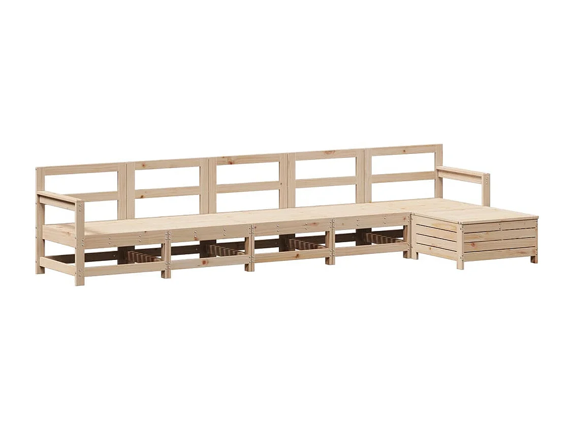 6-delige Loungeset massief grenenhout