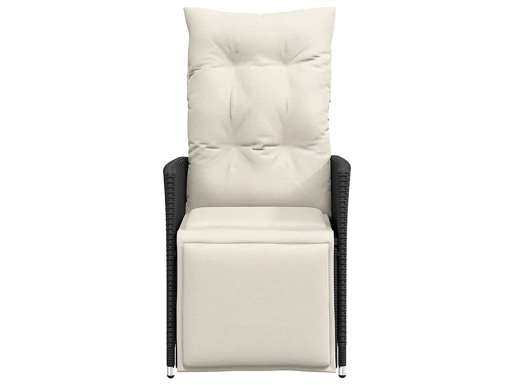 Chaises inclinables de jardin lot de 2 et coussins noir rotin
