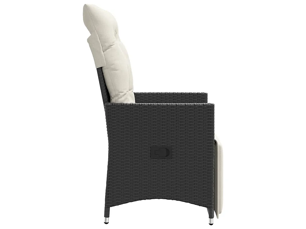 Chaises inclinables de jardin lot de 2 et coussins noir rotin