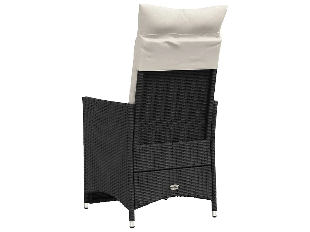 Chaises inclinables de jardin lot de 2 et coussins noir rotin