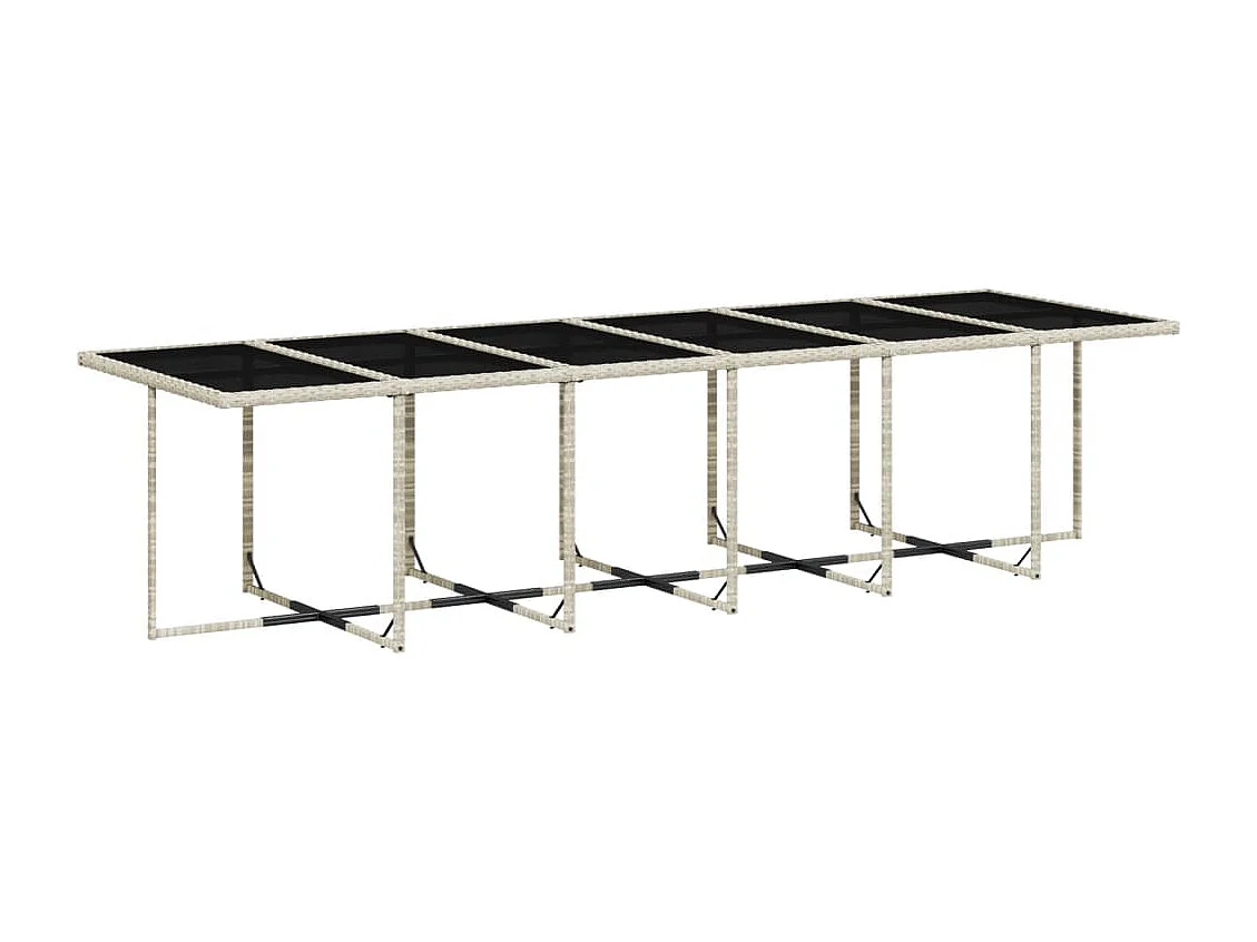 Set da Pranzo da Giardino 17pz con Cuscini Grigio in Polyrattan