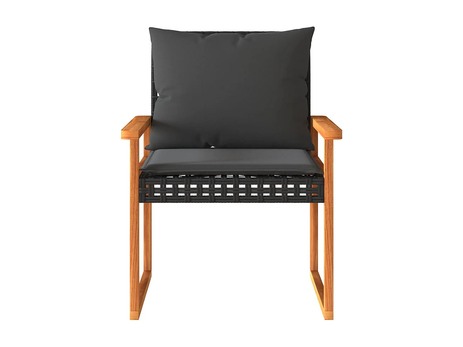 3-tlg. Bistro-Set mit Kissen Schwarz Poly Rattan Akazienholz