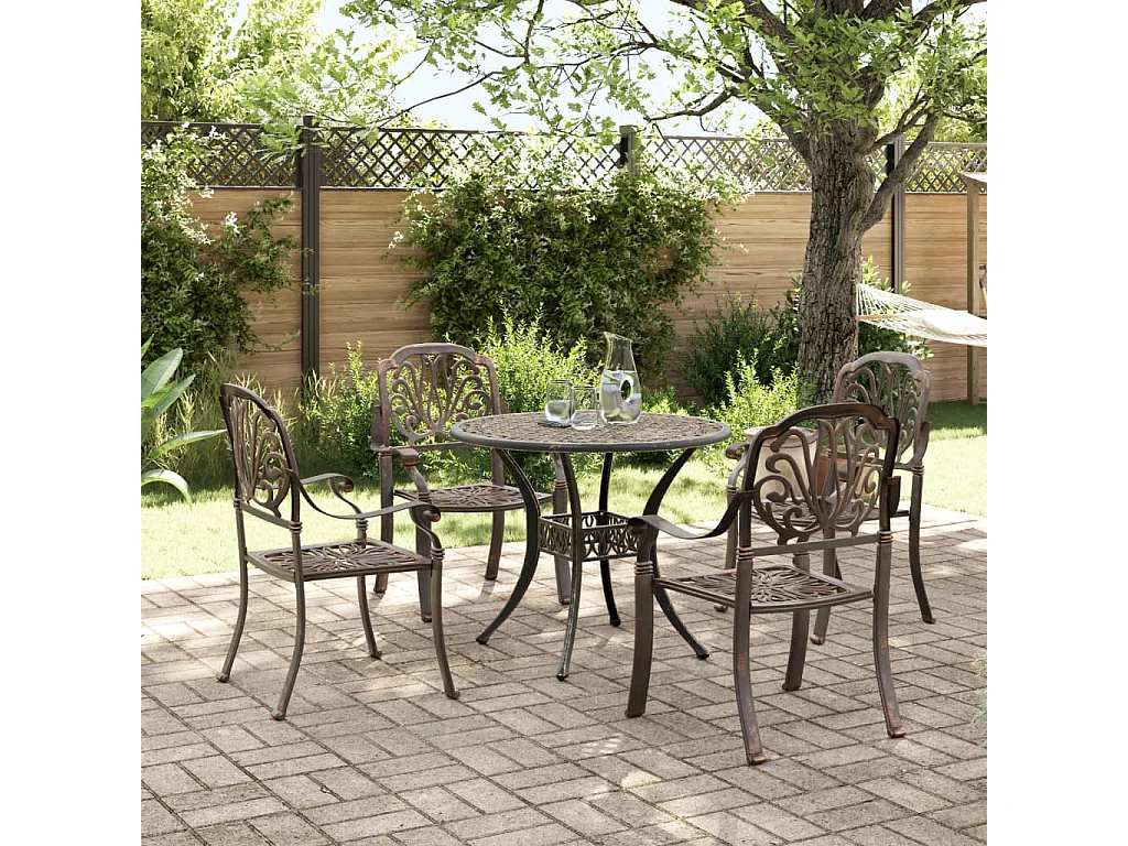 Ensemble manger de jardin 5 pcs bronze aluminium coulé