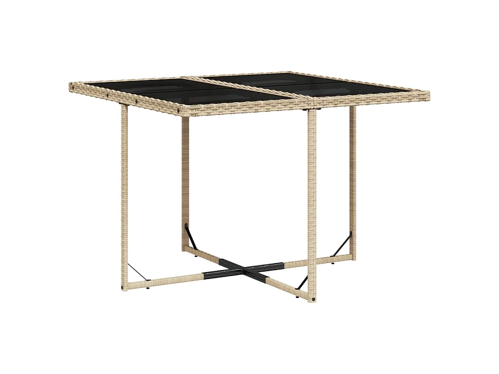 Ensemble à manger de jardin avec coussins 5pcs Beige poly rotin