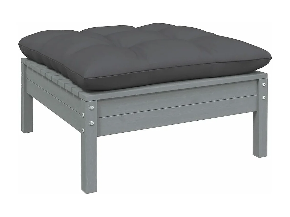 Salon de jardin 13 pcs avec coussins anthracite bois de pin