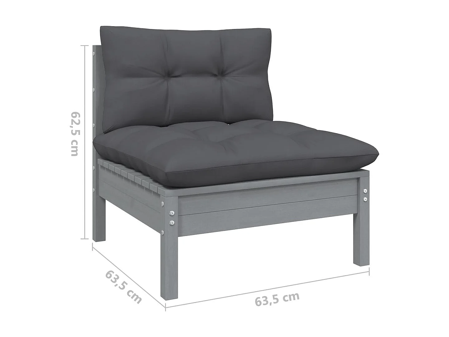 Salon de jardin 13 pcs avec coussins anthracite bois de pin