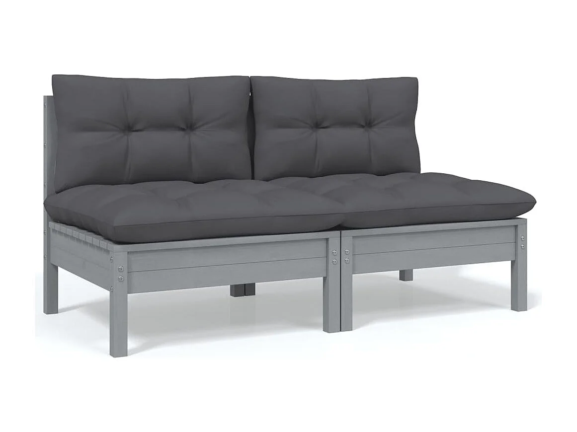 Salon de jardin 13 pcs avec coussins anthracite bois de pin