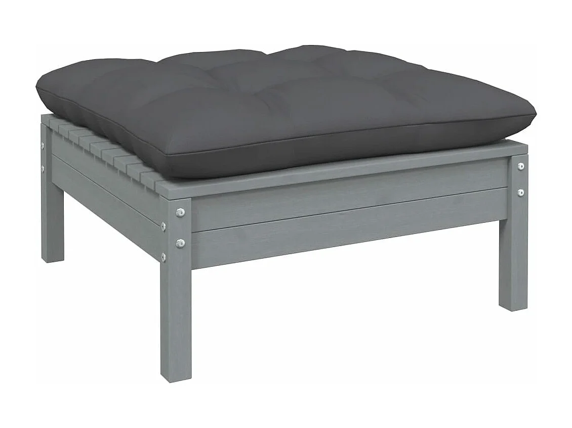 Salon de jardin 13 pcs avec coussins anthracite bois de pin