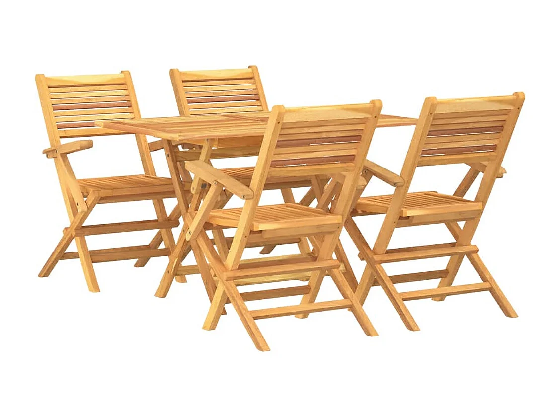 5-tlg. Garten-Essgruppe Massivholz Teak