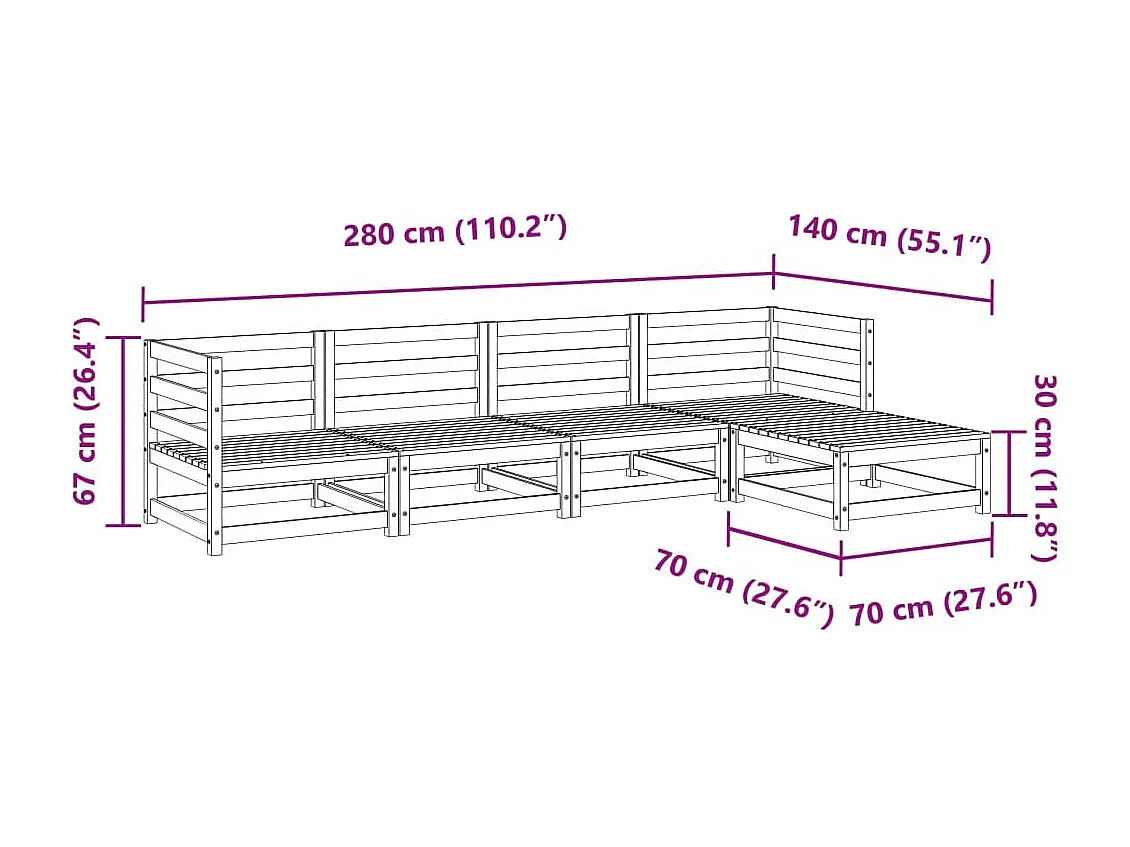 5 pcs conjunto de sofás de jardim pinho maciço castanho-mel