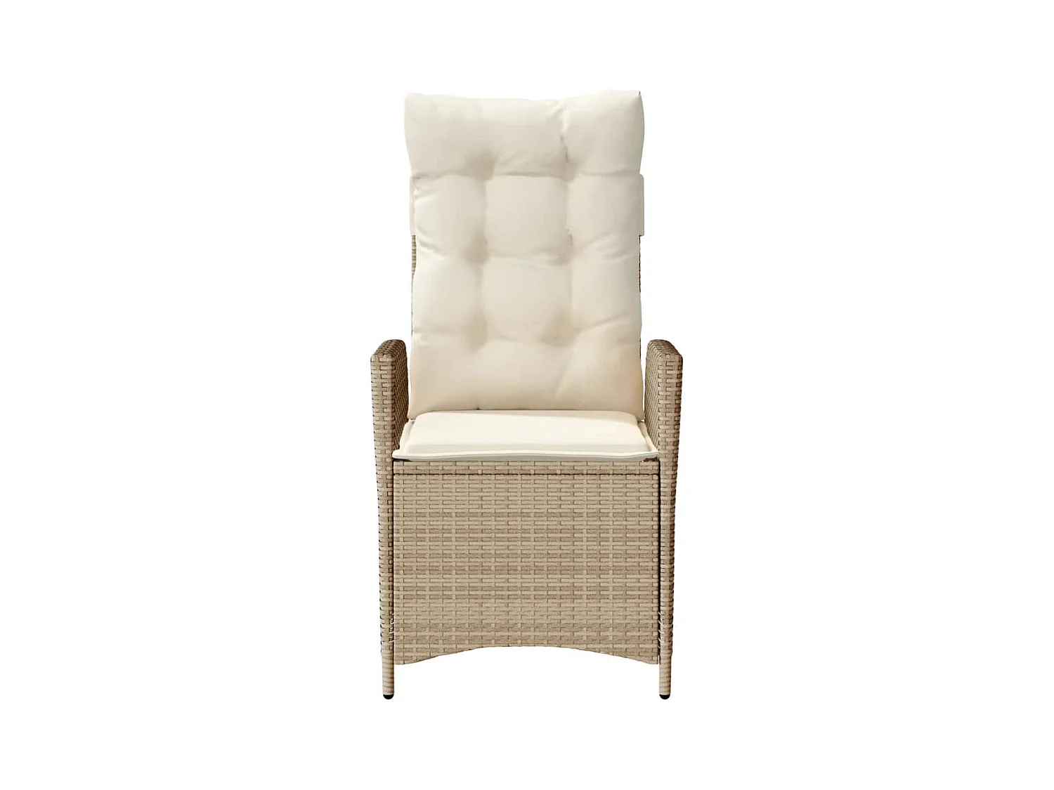 Chaises inclinables de jardin lot de 2 et coussins beige rotin