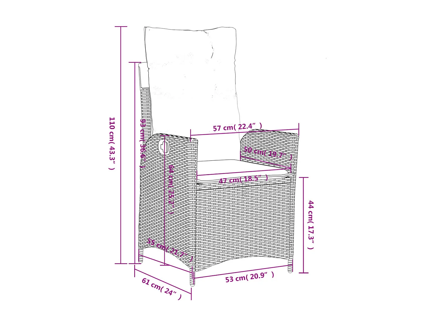 Sillones reclinables de jardín con cojines beige 2 uds ratán PE