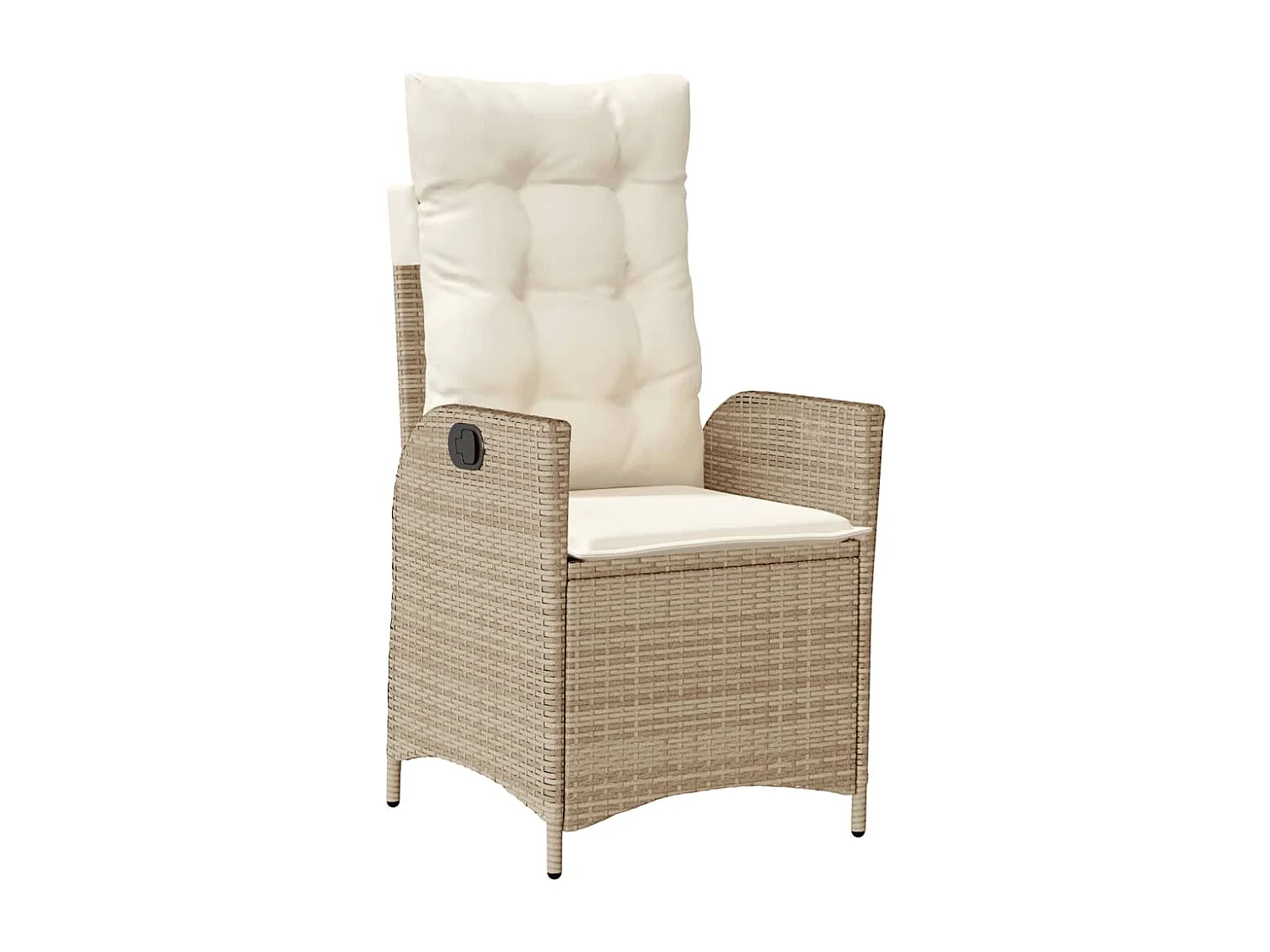 Sillones reclinables de jardín con cojines beige 2 uds ratán PE