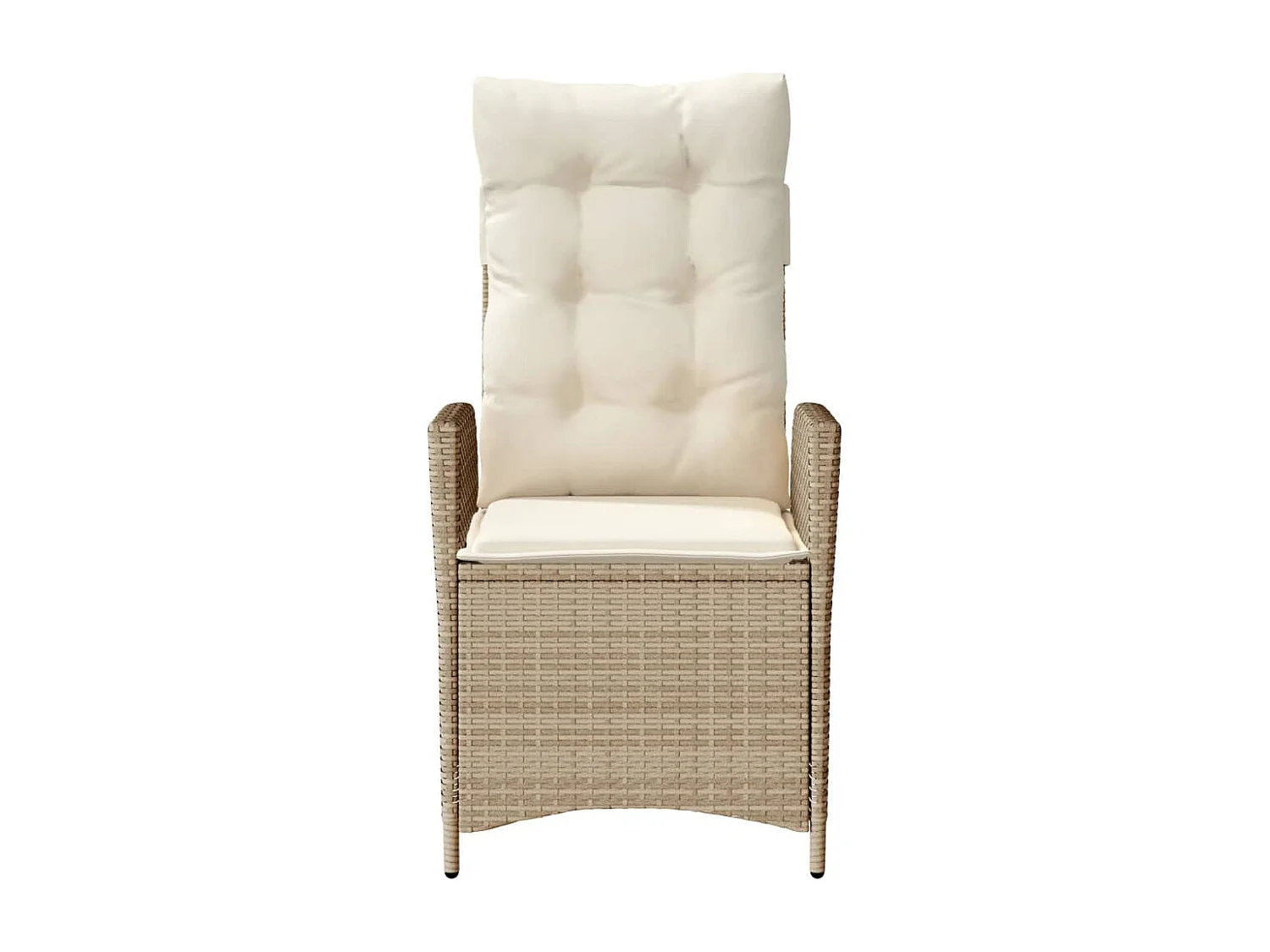 Sillones reclinables de jardín con cojines beige 2 uds ratán PE