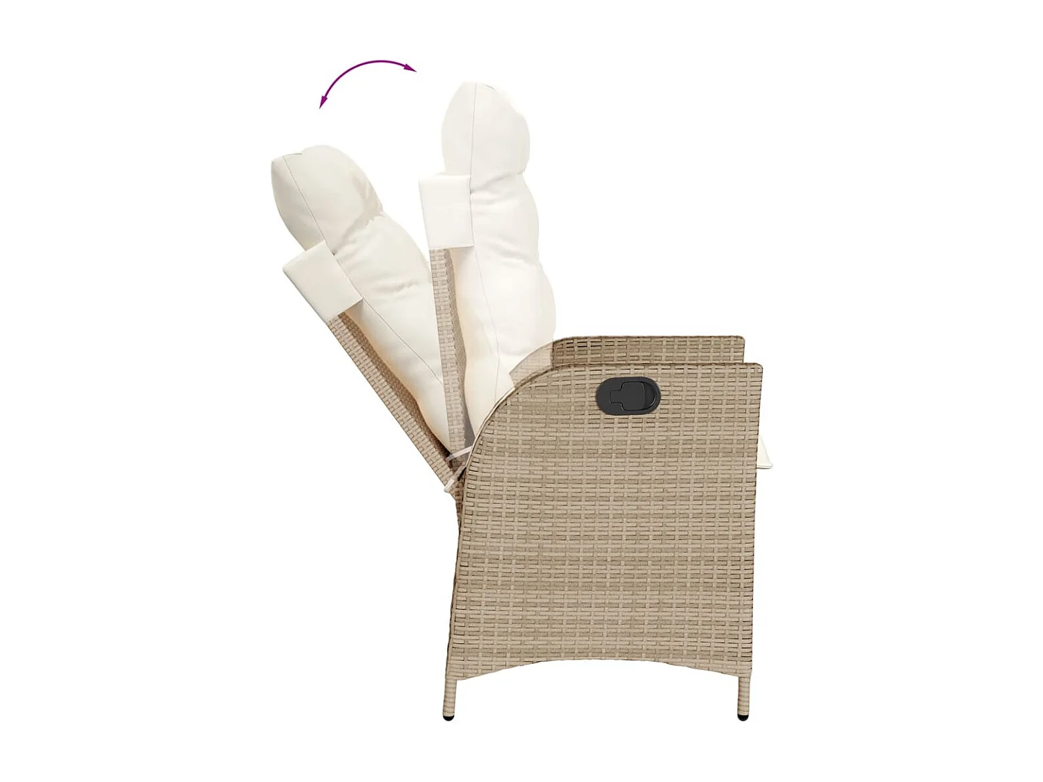 Sillones reclinables de jardín con cojines beige 2 uds ratán PE