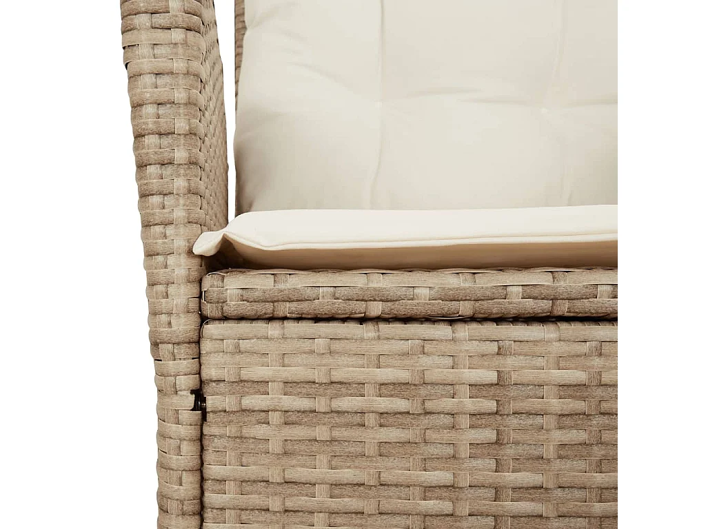 Sillones reclinables de jardín con cojines beige 2 uds ratán PE