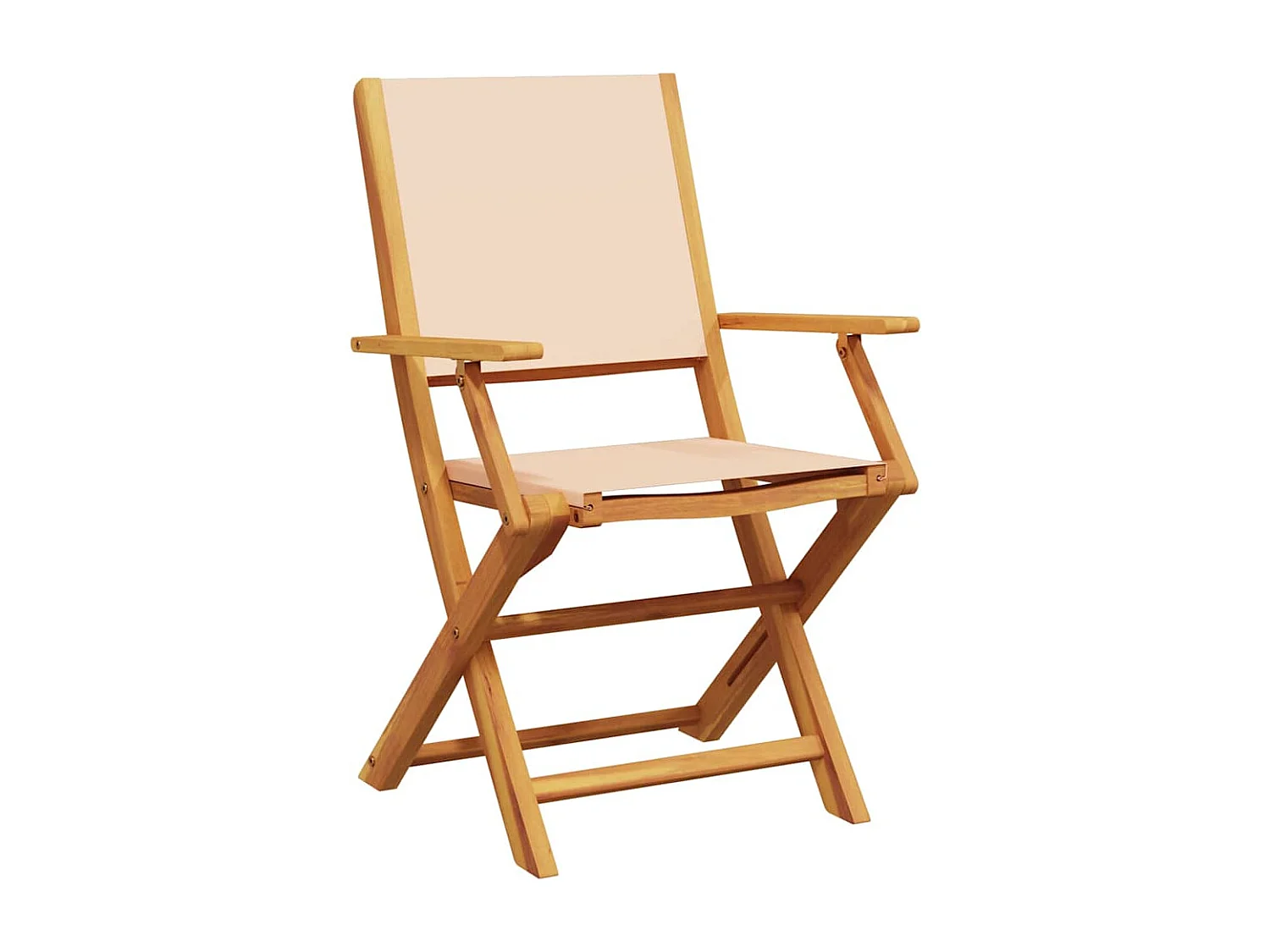 Chaises de jardin lot de 2 beige bois d'acacia massif et tissu