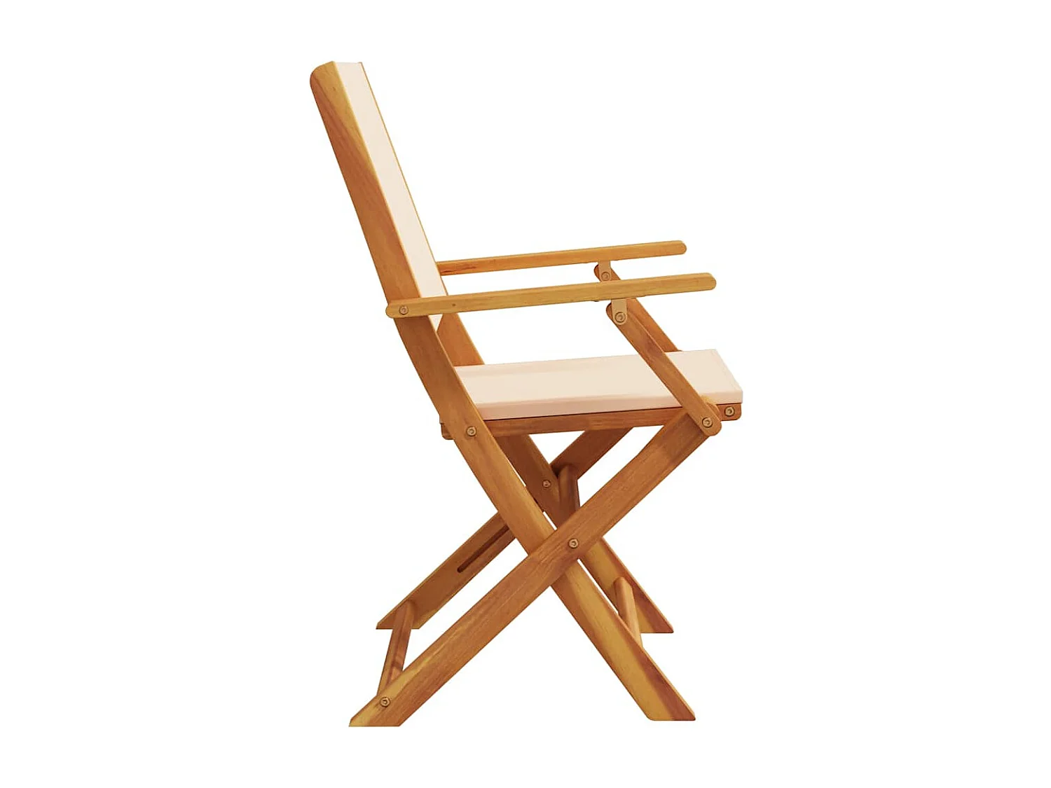 Chaises de jardin lot de 2 beige bois d'acacia massif et tissu