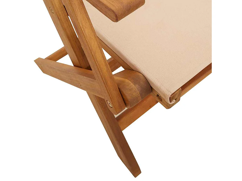 Chaises de jardin lot de 2 beige bois d'acacia massif et tissu
