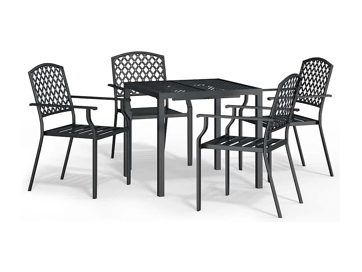 5-tlg. Garten-Essgruppe Anthrazit Stahl