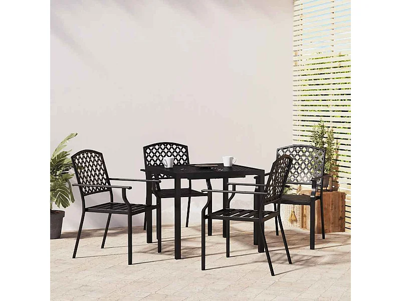 Ensemble à manger de jardin 5 pcs anthracite acier