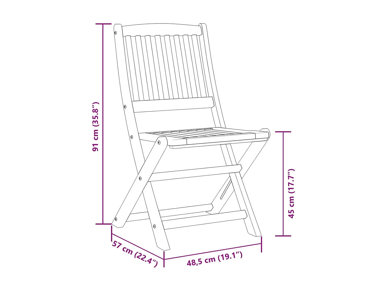 Ensemble à manger de jardin pliable 5 pcs bois massif d’acacia