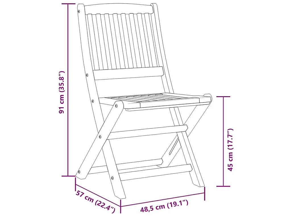 Ensemble à manger de jardin pliable 5 pcs bois massif d’acacia
