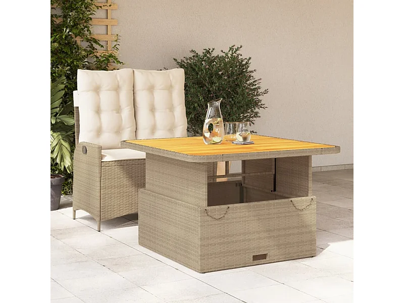 2-delige Tuinset met kussens poly rattan beige