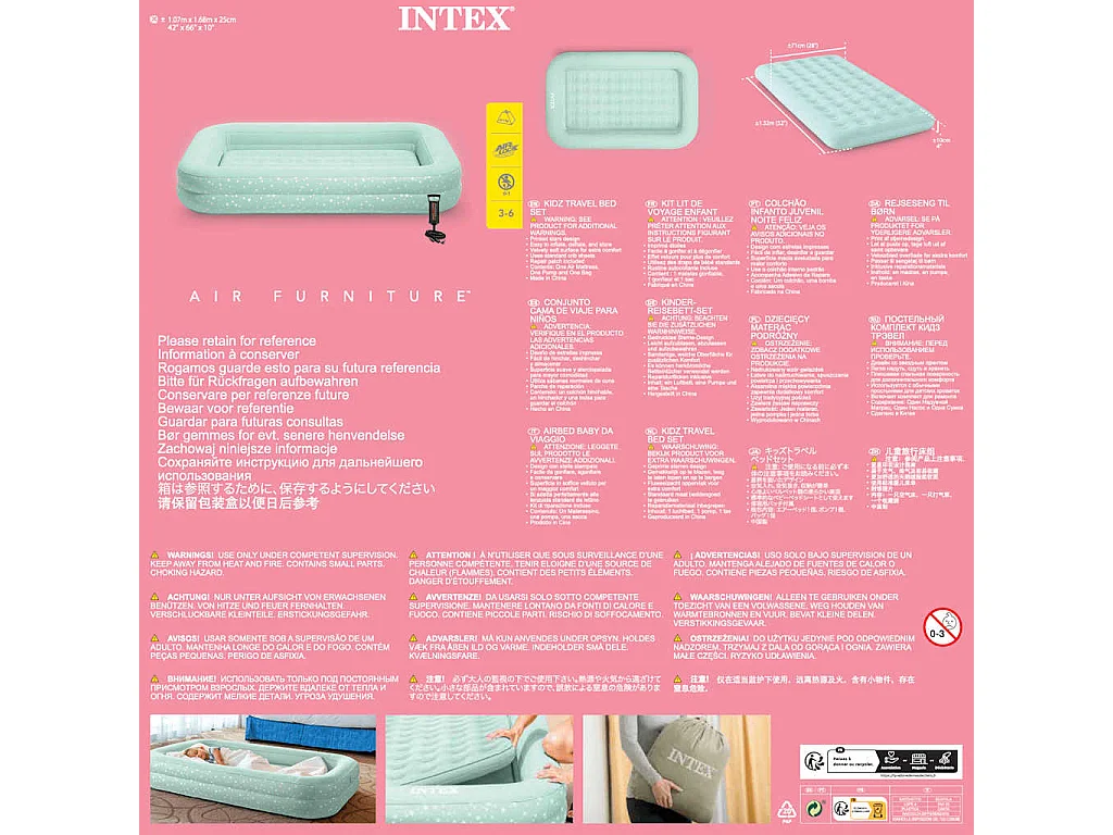 Luchtbed Kidz Travel Bed Set 107x168x25 cm 66810NP