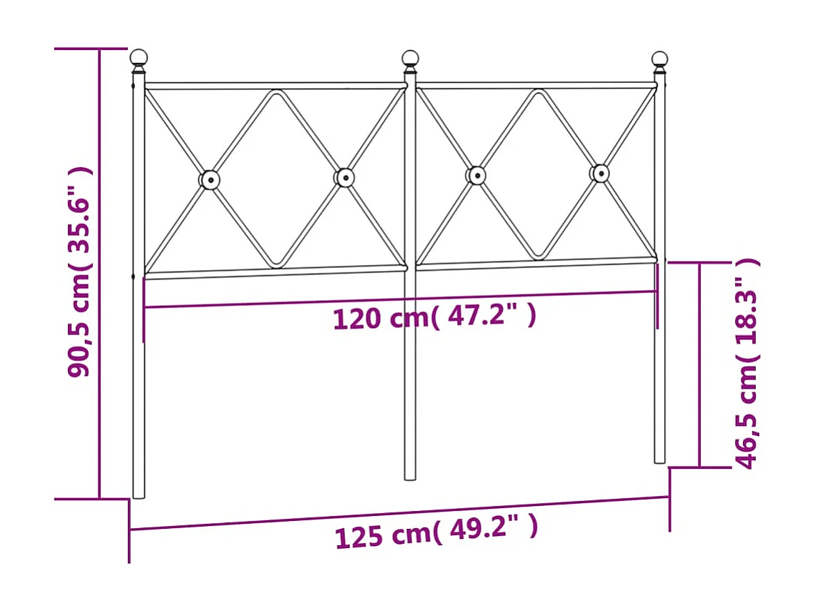 Hoofdbord 120 cm metaal wit