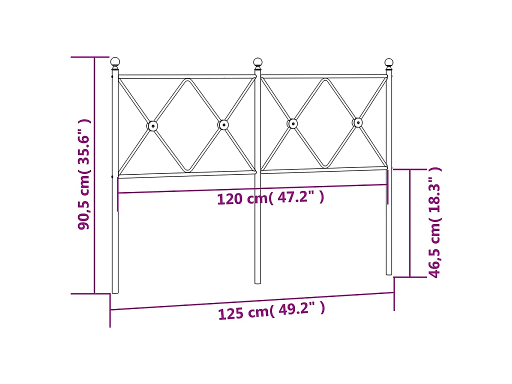 Ersatz-Kopfteil Metall Weiß 120 cm