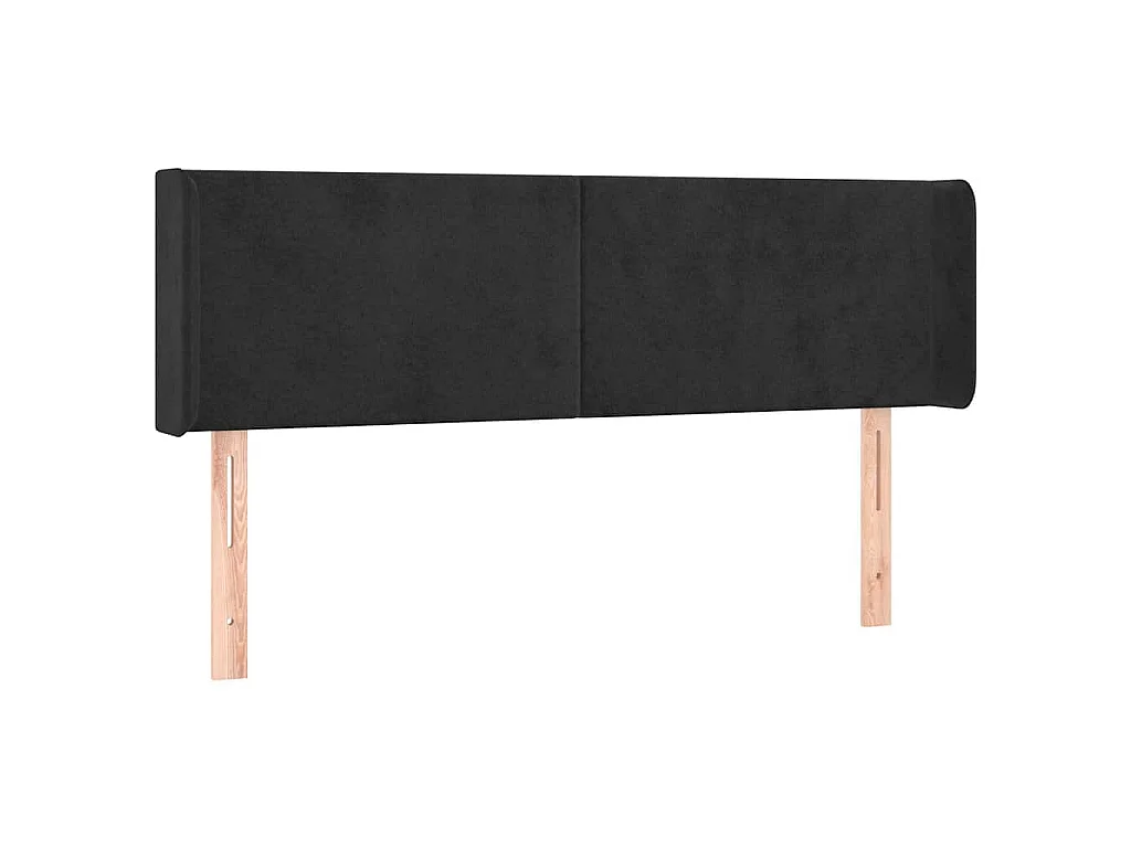 Kopfteil mit Ohren Schwarz 147x16x78/88 cm Samt
