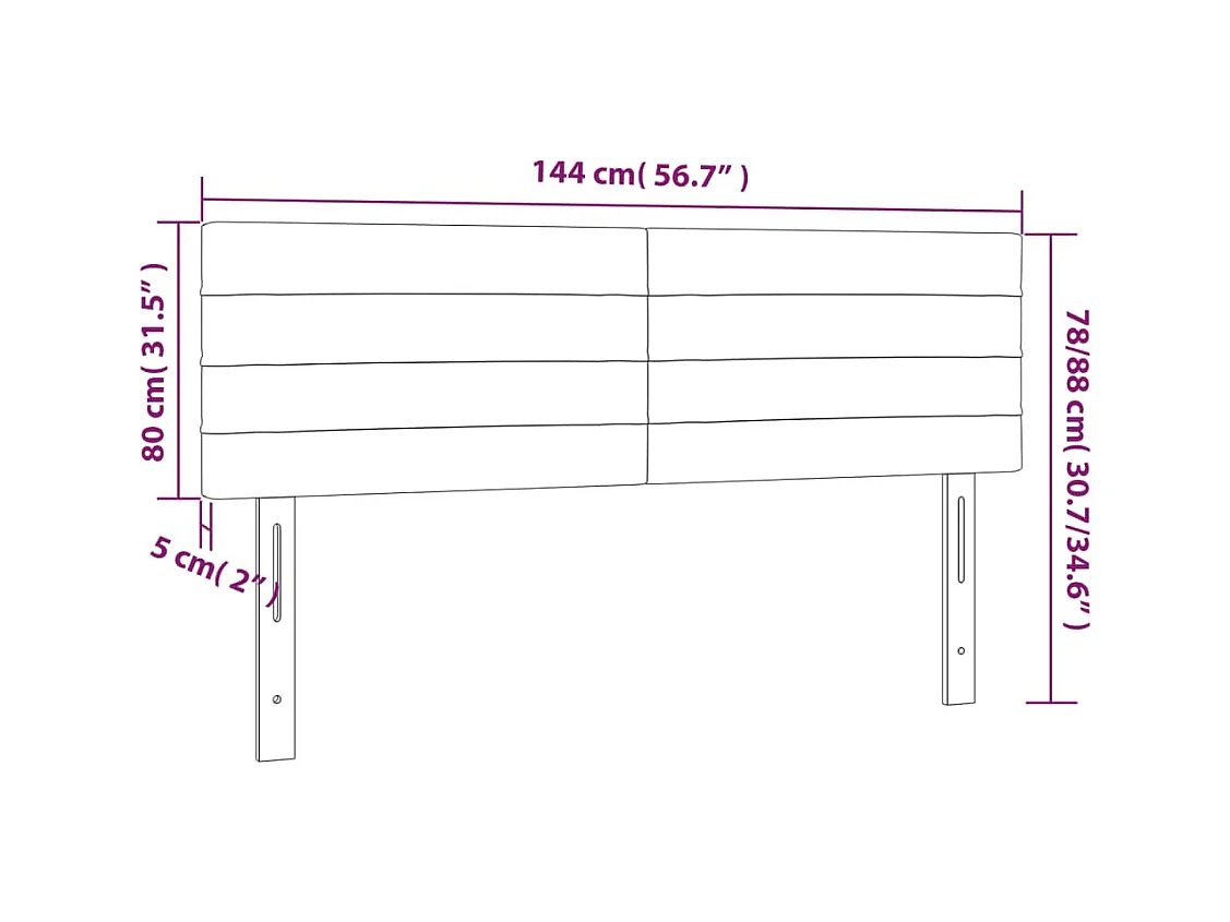 Kopfteile 2 Stk. Schwarz 72x5x78/88 cm Samt