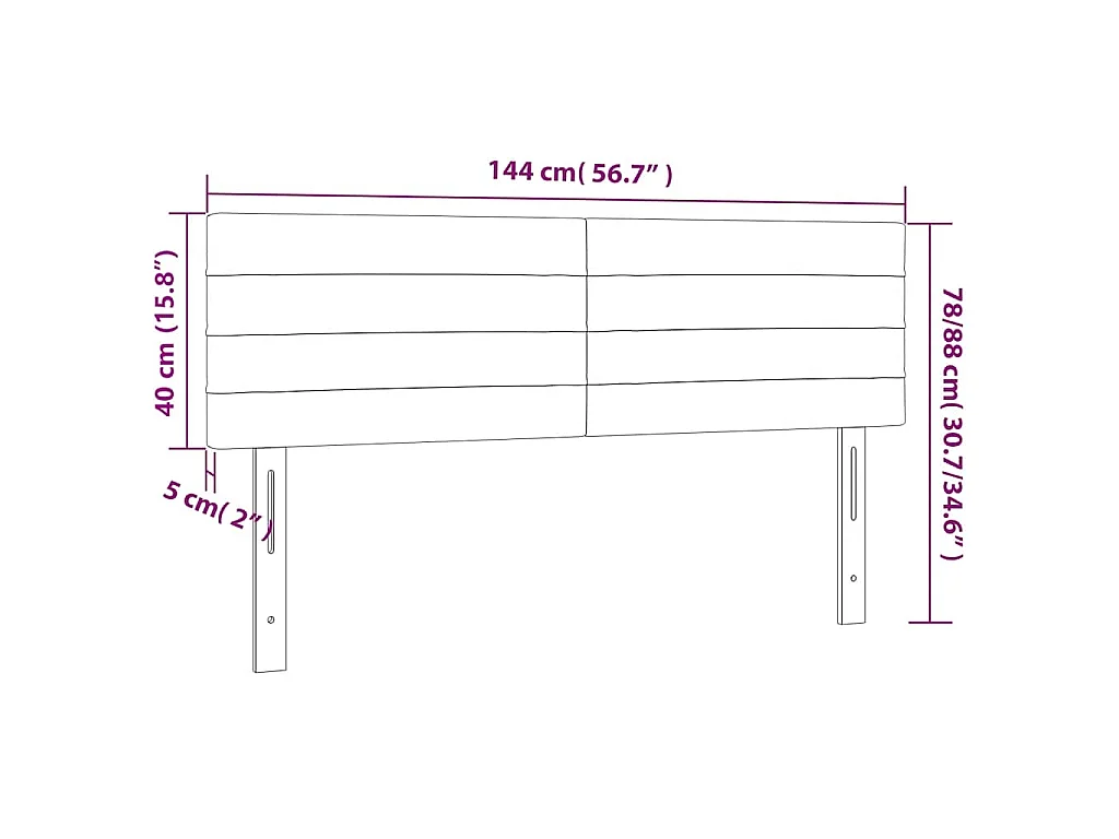 Hoofdborden 144x5x78/88 cm fluweel zwart
