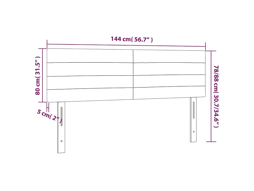 Hoofdborden 144x5x78/88 cm fluweel zwart