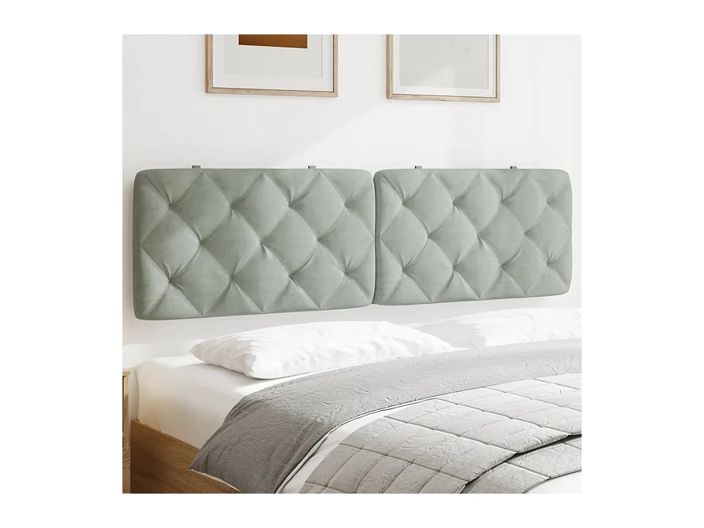 Coussin de tête de lit gris clair 180 cm velours