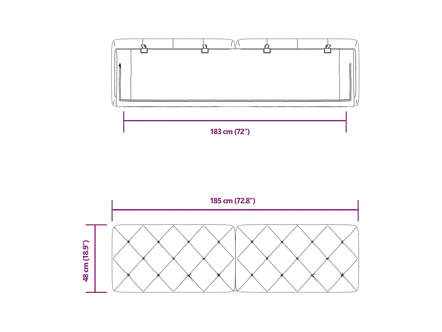 Cuscino Testiera Grigio Chiaro 180 cm in Velluto