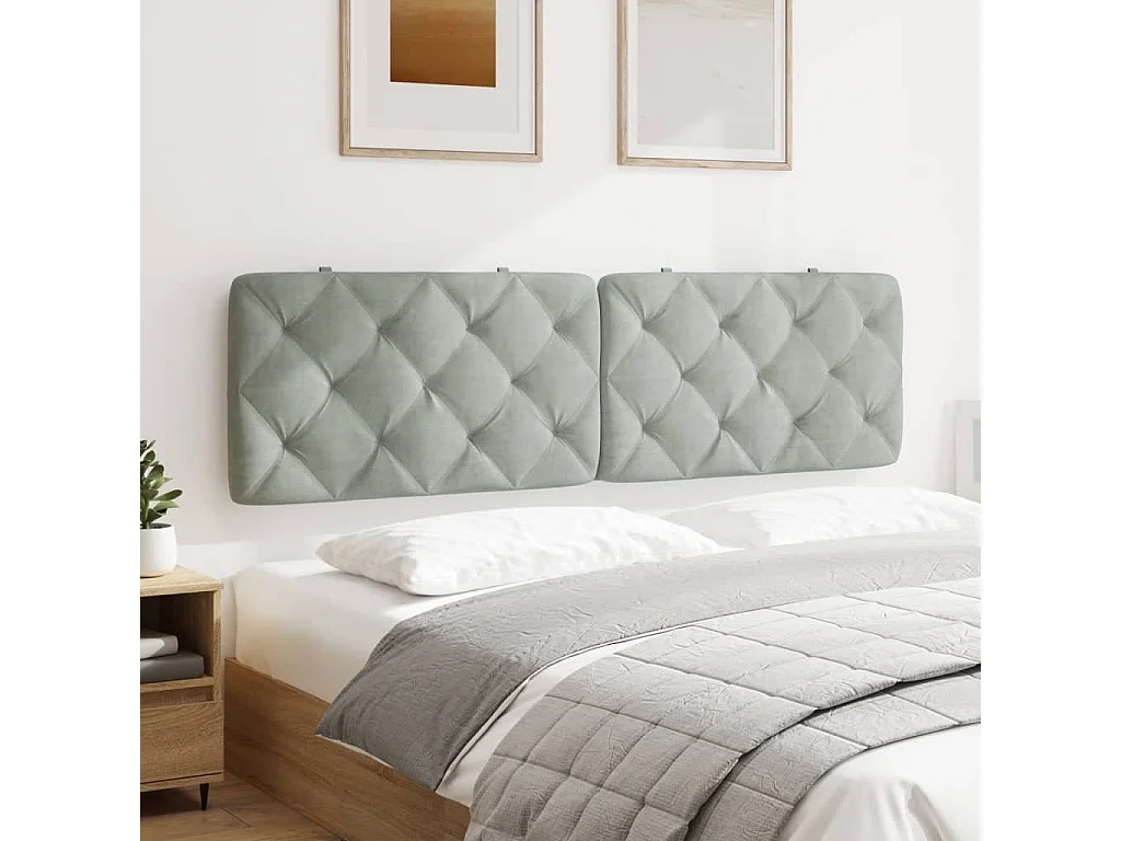 Cuscino Testiera Grigio Chiaro 180 cm in Velluto