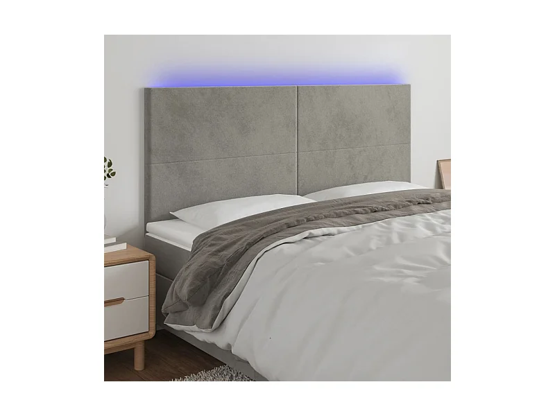 Tête de lit à LED Gris clair 160x5x118/128 cm Velours