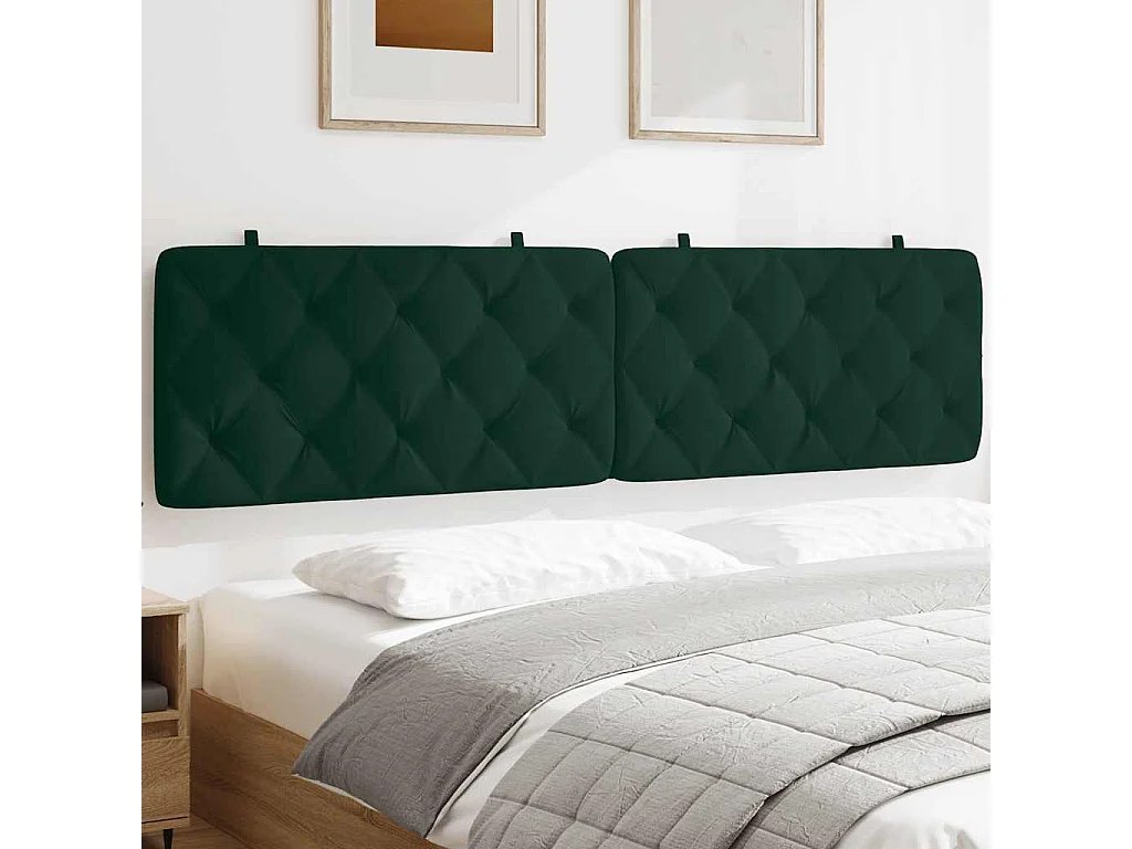 Coussin de tête de lit vert foncé 200 cm velours