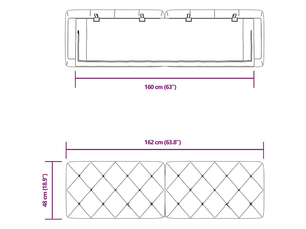 Hoofdbordkussen 160 cm fluweel roze