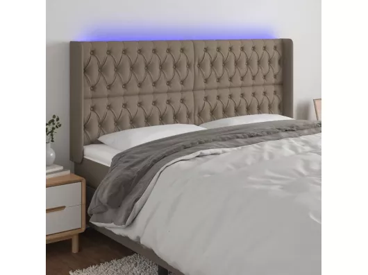 Kauf Unique LED Kopfteil Taupe 183x16x118/128 cm Stoff